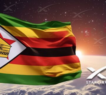 FLAG OF ZIMBABWE with Starlink logos